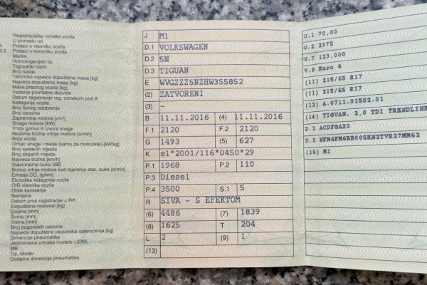 VW Tiguan 2,0 TDI,R-Mjenjač,HR vozilo,Prvi vlasnik.
